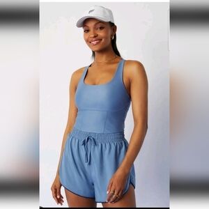 Fabletics Womens Sport Short Athletic Romper In Elemental Blue/Deep Navy S